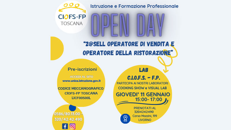 Un nuovo open day al CIOFS. Prenota il tuo posto per l'11 gennaio